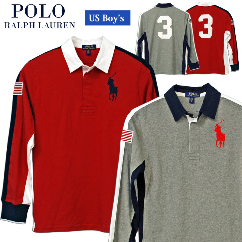 POLO by Ralph Lauren Boy\u0027s\u003cBR\u003eビッグポニー長袖ラグビープルオーバー\u003cBR\u003e【貨物輸送無料】\u003cBR\u003eラルフローレン ラグビープルオーバー\u003cBR\u003e