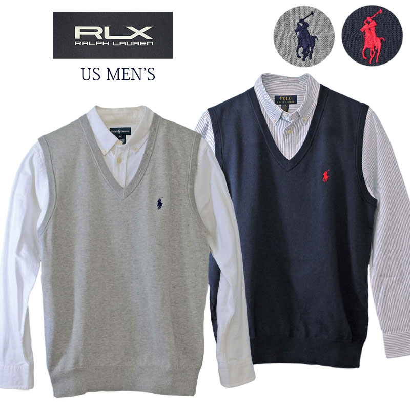 新品✨ ラルフローレン コットンケーブルＶネックベスト グレー ケーブルニット コットン セーター ベスト （ベスト）｜POLO RALPH