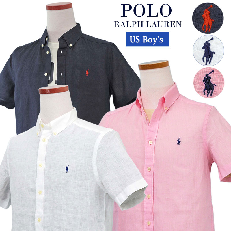 POLO by Ralph Laurenラルフローレン Boy\u0027s\u003cBR\u003e麻リネン100％  半袖ボタンダウンシャツ\u003cBR\u003e【2026-Spring/NewColor】\u003cBR\u003e父の日 差し上げ物 差し上げ物\u003cBR\u003ePOLO ラルフローレン 半袖ティーシャツ\u003cBR\u003e