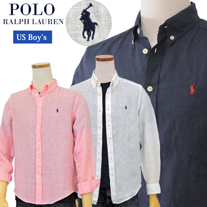 POLO by Ralph Laurenラルフローレン Boy\u0027s\u003cBR\u003e長袖リネン ボタンダウンシャツ\u003cBR\u003e2026-Spring\u003cBR\u003e#323865270,323967600差し上げ物 差し上げ物\u003cBR\u003e