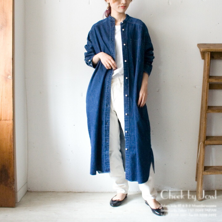 楽天市場 Blanc Basque ブランバスク パールボタンデニムシャツワンピース インディゴ Cheek By Jowl