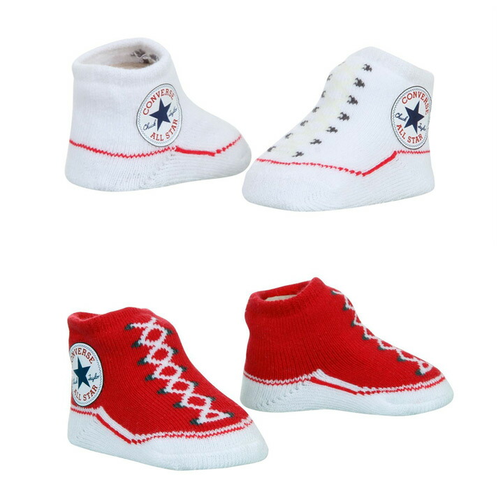 楽天市場 Converse コンバース ベビーソックス 赤ちゃん靴下 2足セット 0 6ヶ月 レッド ホワイト Cheek By Jowl