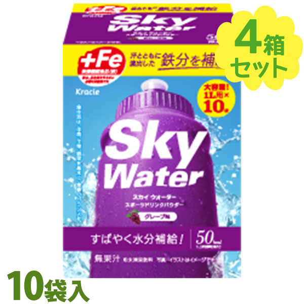 クラシエ スカイウォーター グレープ味 10袋入×4個セット スポーツドリンク 粉末飲料 パウダータイプ カルシウム