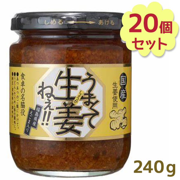 市場 送料無料 ごはんのお供 240g×20個セット しょうが うまくて生姜ねぇ 国産 醤油漬け