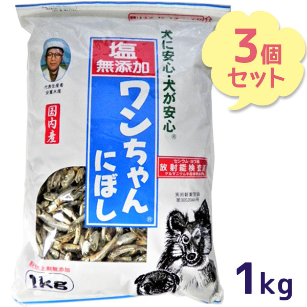送料無料 犬 おやつ 塩無添加 国産 ワンちゃんにぼし お徳用 1kg 3個セット 犬用 おつまみ煮干し ドッグフード 大容量 サカモト Restorationgardner Org