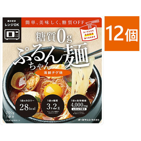 大特価 ぷるんちゃん 麺タイプ 海鮮チゲ味 200g×12個セット スープ付 糖質オフ 置き換えダイエット 電子レンジ調理 即席めん  somaticaeducar.com.br