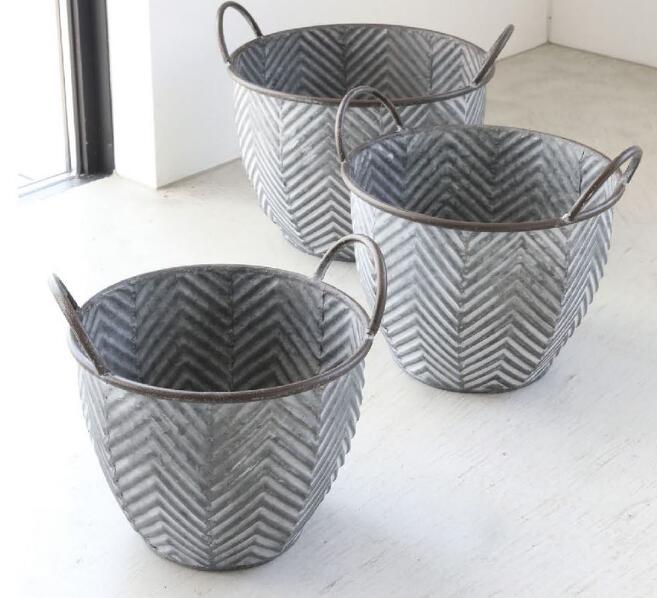 【送料無料】植木鉢 フラワーポット 観葉植物 グリーン アンティーク おしゃれ 可愛い【コベントガーデン リーフ・ハンドルポット 3点セット】9号+8号+7号