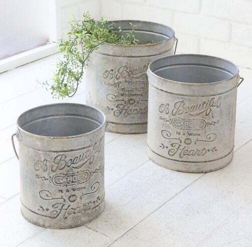 【送料無料】植木鉢 フラワーポット 観葉植物 グリーン アンティーク おしゃれ 可愛い【コベントガーデン ハーバル・バケツ 3点セット】