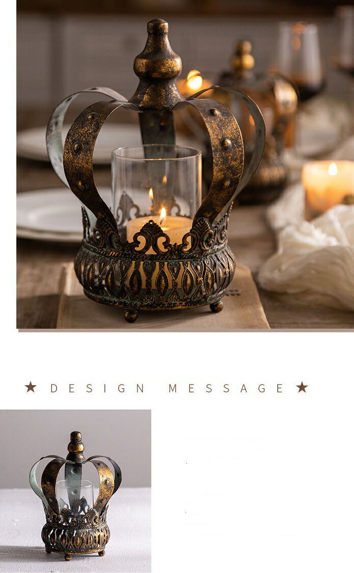 楽天市場】クラウンアイアンキャンドルホルダーS ゴールド ホワイト