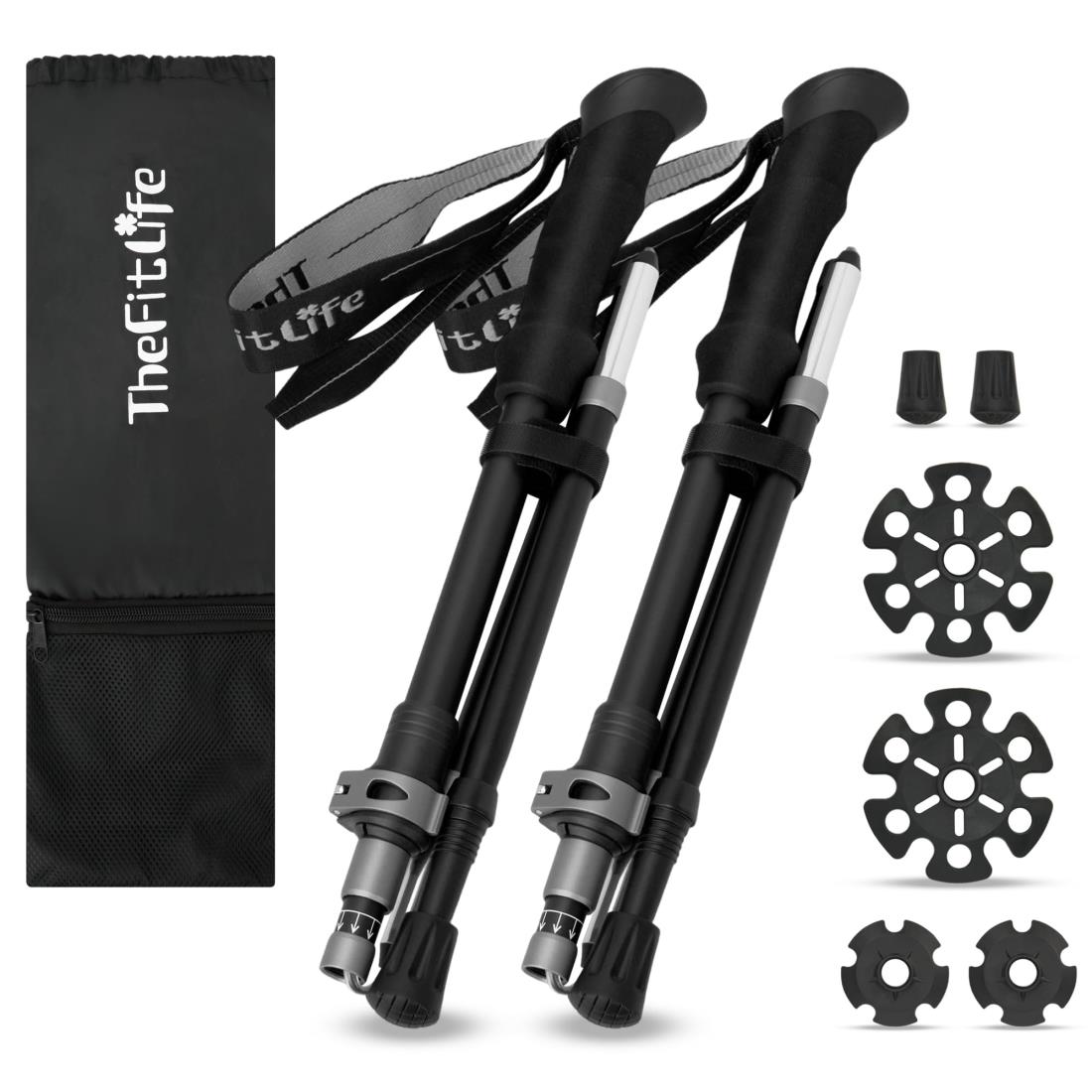 TheFitLife トレッキングポール 折畳み 登山 ストック 軽量 100-120cm伸縮 ウォーキングポール ウォーキングステッキ 2本セット 登山杖 登山ポール 山登り ステッキ ハイキングポール 男性 女性 高齢者 (灰色)