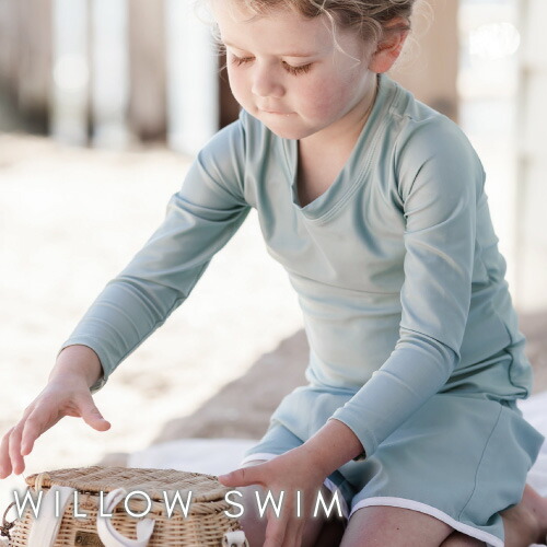 ウィロースイム 水着 WILLOW SWIM 【上下セット】Sea-foam Harrison ハリソン スイムウェア 上下別 セパレート ベビー 長袖 ラッシュガード 赤ちゃん キッズ ジュニア 子供用 UVカット Harrison ハリソン 男の子 ボーイズ SPF50+ ツーピース セット