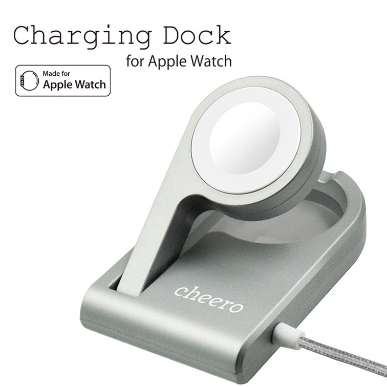 アップルウォッチ専用 充電スタンド チーロ cheero Charging Dock for Apple Watch MFi認証 ワイヤレス充電 折り畳み スタンド ケーブル長さ 90cm