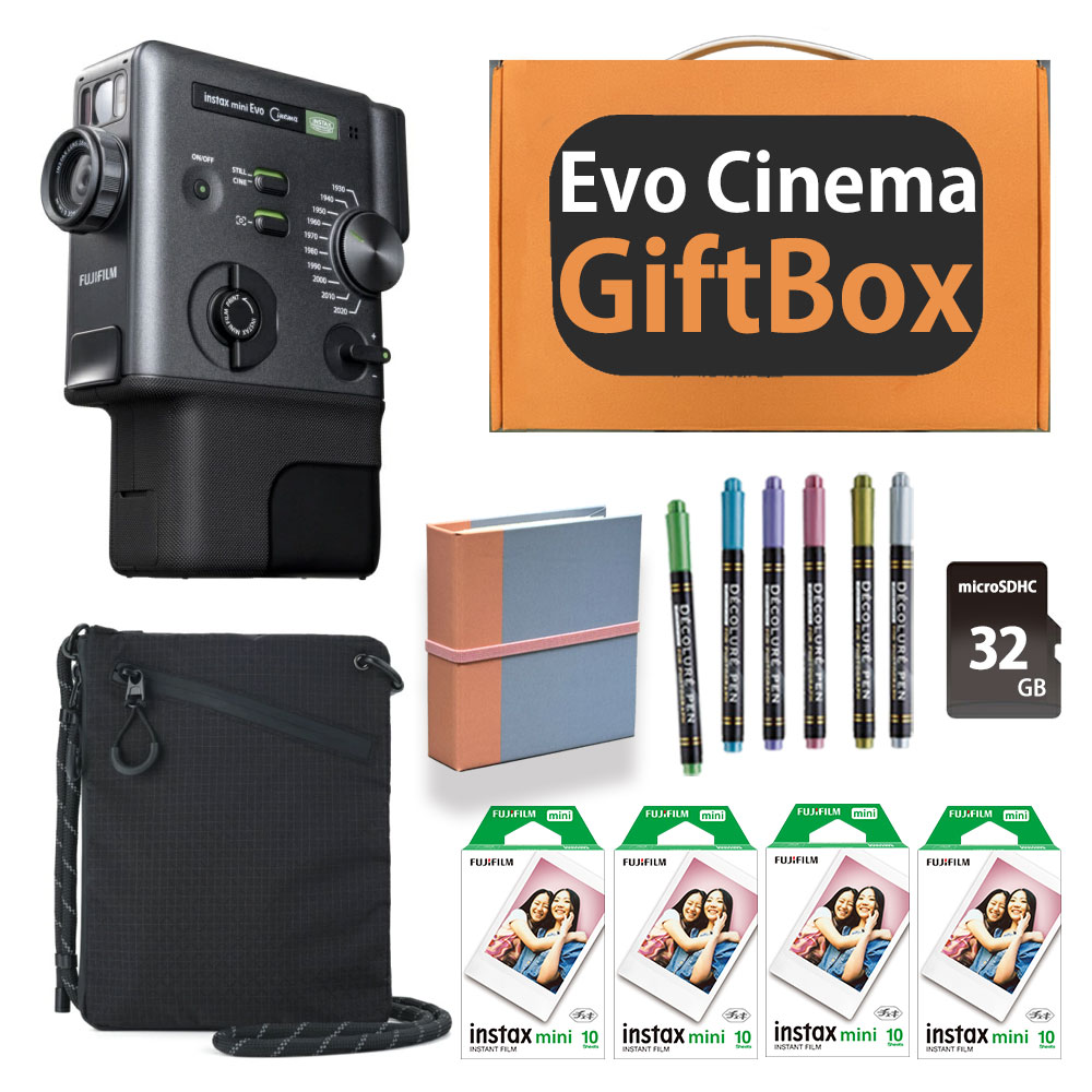 【ギフトチェキ】富士フィルム（フジフィルム）ハイブリッドインスタントカメラ シネマ　チェキINS MINI EVO CINEMA instax mini Evo Cinema マイクロSD フィルム アルバム デコペン 専用ケース付き！｜チェキカメラ専門店　チェキクラブ 38,870円