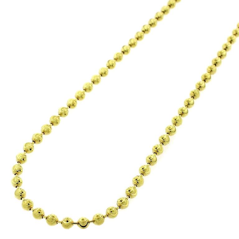 【送料無料】 10k イエロー ゴールド 3mm ムーン カット ボール ビーズ ソリッド ネックレス チェーン 56-91cm ダイヤモンド ジュエリー JOERODEO 【JACOB&CO ジェイコブ アンド コー/Aqua Master アクアマスター/Joe Rodeo ジョーロデオ正規品販売店】