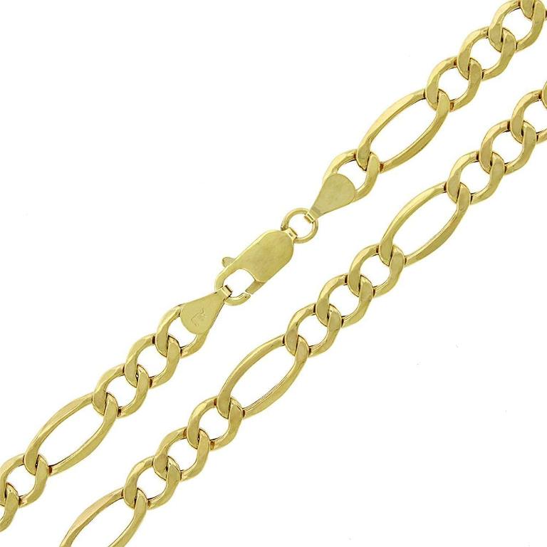 【送料無料】 10k イエロー ゴールド 7mm ホロー フィガロ リンク ネックレス チェーン 66-76cm ダイヤモンド ジュエリー JOERODEO 【JACOB＆CO ジェイコブ アンド コー/Aqua Master アクアマスター/Joe Rodeo ジョーロデオ正規品販売店】｜チェルシー 店