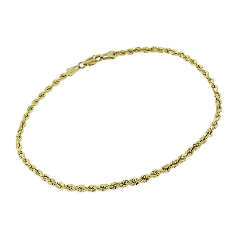【送料無料】14K イエロー ゴールド 2.5mm ホロー ロープ ダイヤモンド カットリンク ツイスト ブレスレット チェーン 20cm ダイヤモンド ジュエリー JOERODEO 【JACOB＆CO ジェイコブ アンド コー/Aqua Master アクアマスター/Joe Rodeo ジョーロデオ正規品販売店】