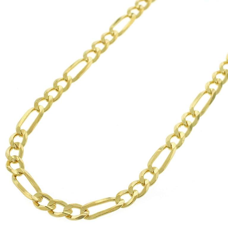 14K イエロー ゴールド 4.5mm ソリッド フィガロ リンク ネックレス チェーン 46-76cm ダイヤモンド ジュエリー JOERODEO