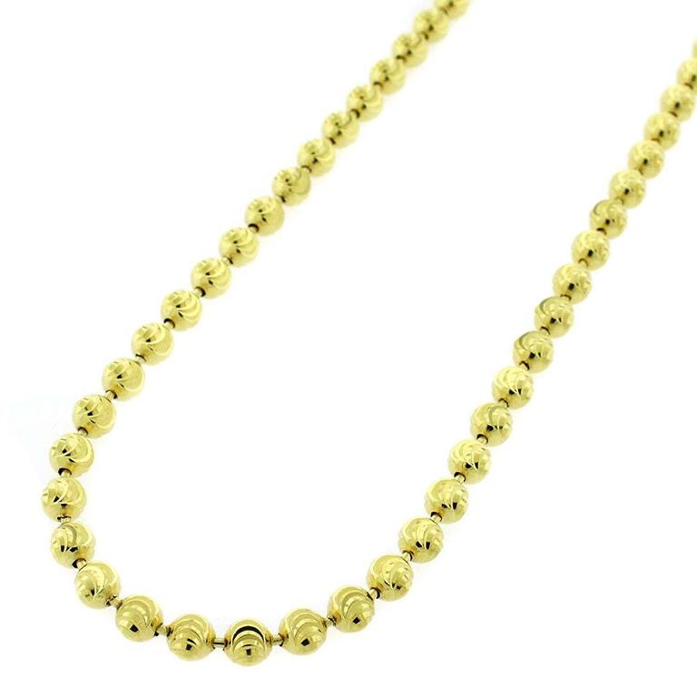 【送料無料】14K イエロー ゴールド 4mm ムーン カット ボール ビーズ ソリッド ネックレス チェーン 61-76cm ダイヤモンド ジュエリー JOERODEO 【JACOB＆CO ジェイコブ アンド コー/Aqua Master アクアマスター/Joe Rodeo ジョーロデオ正規品販売店】｜チェルシー 店