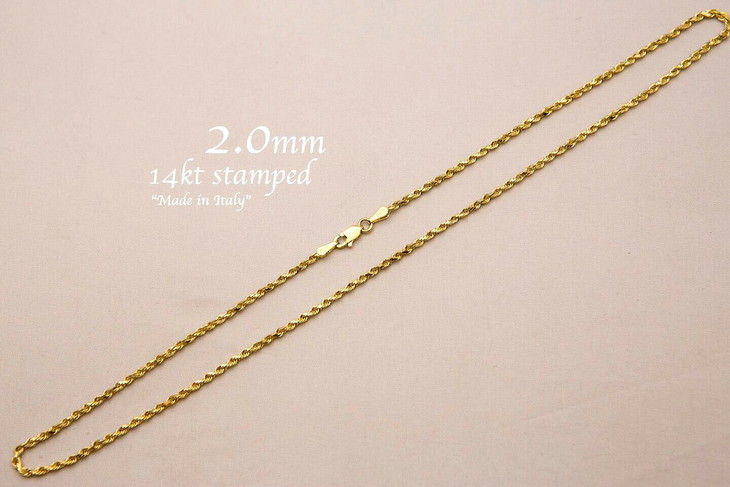 【送料無料】 14k ゴールド ロープチェーン ネックレス 2mm 41cm 46cm 51cm 56cm 61cm 67cm 72cm 77cm 92cm JOERODEO 【JACOB＆CO ジェイコブ アンド コー/Joe Rodeo ジョーロデオ/Techno by JPM テクノバイジェイピーエム正規品販売店】