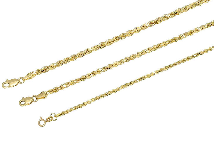 【送料無料】 10K イエローゴールド 2mm-3mm ロープチェーン ネックレス 41cm 46cm 51cm 56cm 61cm 67cm 72cm 77cm 82cm JOERODEO 【JACOB＆CO ジェイコブ アンド コー/Joe Rodeo ジョーロデオ/Techno by JPM テクノバイジェイピーエム正規品販売店】