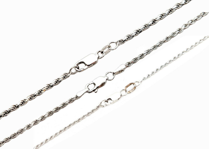 【送料無料】 14k ホワイトゴールド 1.5mm-2.5mm ロープチェーン ネックレス 41cm 46cm 51cm 56cm 61cm 67cm 72cm 77cm 92cm JOERODEO 【JACOB＆CO ジェイコブ アンド コー/Joe Rodeo ジョーロデオ/Techno by JPM テクノバイジェイピーエム正規品販売店】