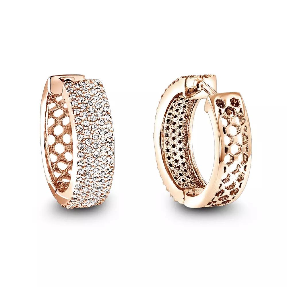 【送料無料】14K 14金 ローズゴールド パヴェ ダイヤモンド フープ ピアス 1.2カラット シングル JOERODEO 【JACOB＆CO ジェイコブ アンド コー/Aqua Master アクアマスター/Joe Rodeo ジョーロデオ 正規品販売店】