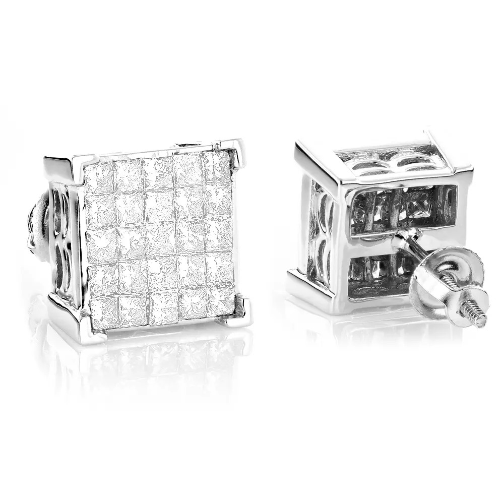 【送料無料】14K 14金 ホワイトゴールド プリンセス カット ダイヤモンド ピアス スタッド 1.38 シングル JOERODEO 【JACOB&CO ジェイコブ アンド コー/Aqua Master アクアマスター/Joe Rodeo ジョーロデオ 正規品販売店】|チェルシー 店