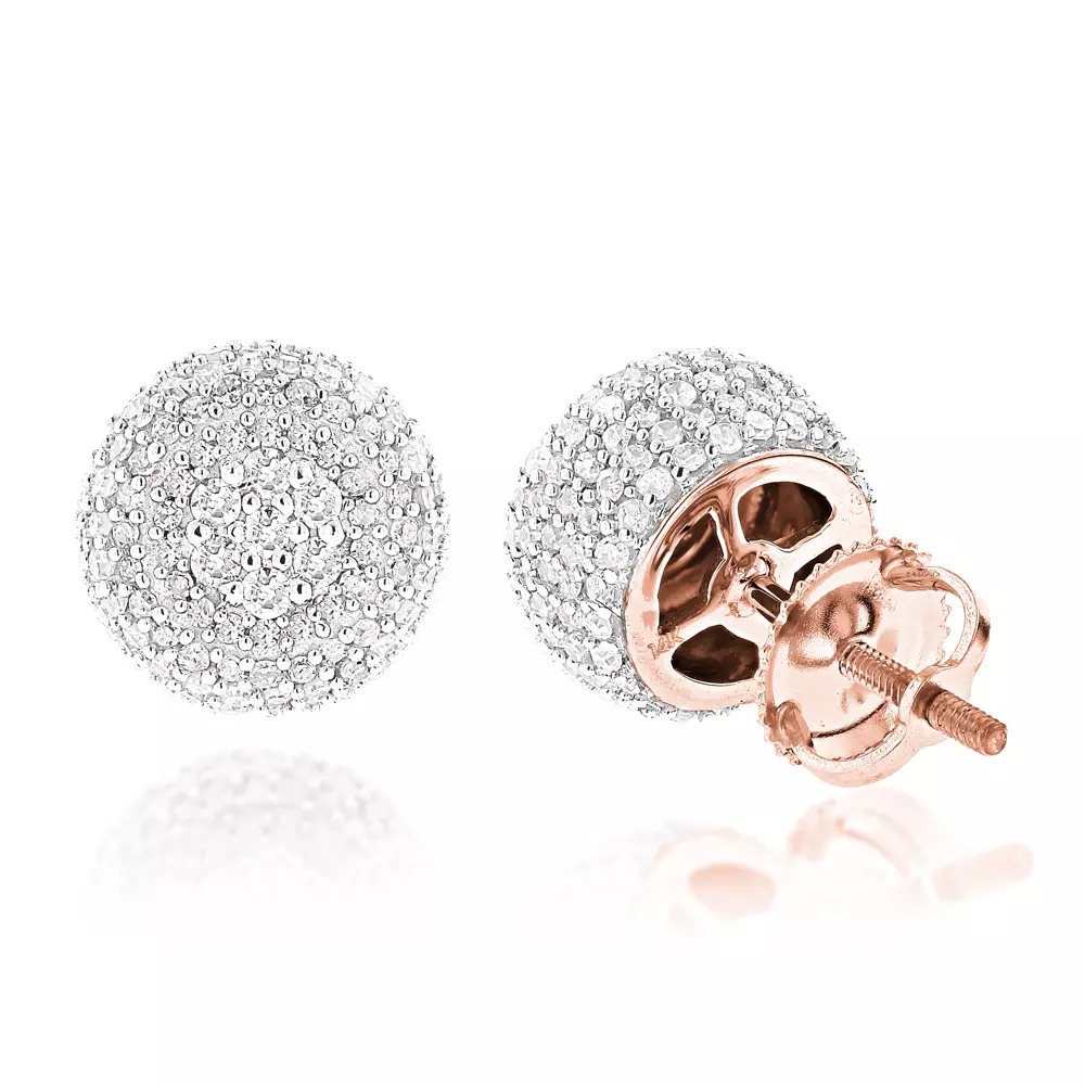 【送料無料】14K 14金 ローズゴールド パヴェ ダイヤモンド ピアス スタッド 1.32 シングル JOERODEO 【JACOB＆CO ジェイコブ アンド コー/Aqua Master アクアマスター/Joe Rodeo ジョーロデオ 正規品販売店】