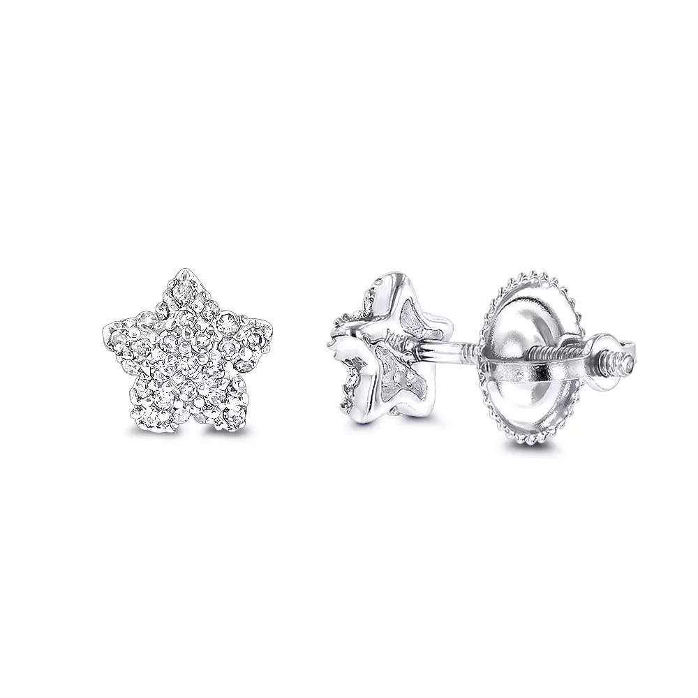 【送料無料】14K 14金 ホワイトゴールド スモール ダイヤモンド スター ピアス スタッド リアル 0.11 シングル JOERODEO 【JACOB＆CO ジェイコブ アンド コー/Aqua Master アクアマスター/Joe Rodeo ジョーロデオ 正規品販売店】｜チェルシー 店