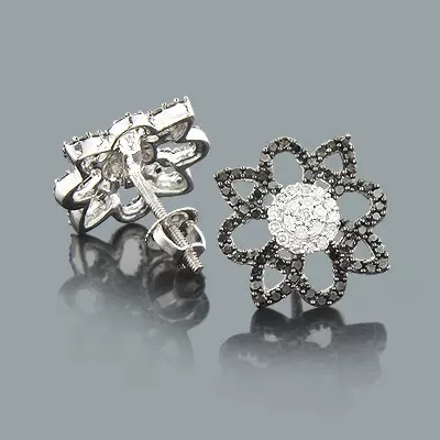 【貨物輸送無料】14K 14金 サクラ色ゴールド 黒と白の金剛石 お花 イヤリング 0.55カラット シングル JOERODEO 【JACOB＆CO ジェイコブ アンド コー/Aqua Master アクアマスター/Joe Rodeo ジョーロデオ 定まり品売りわたす店】