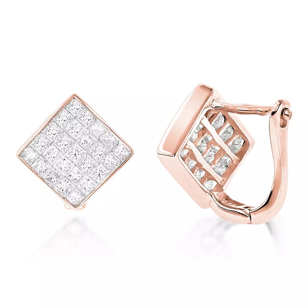 【送料無料】14K 14金 ローズゴールド インビジブル プリンセス カット ダイヤモンド イヤリング 1.45 シングル JOERODEO 【JACOB&CO ジェイコブ アンド コー/Aqua Master アクアマスター/Joe Rodeo ジョーロデオ 正規品販売店】|チェルシー 店