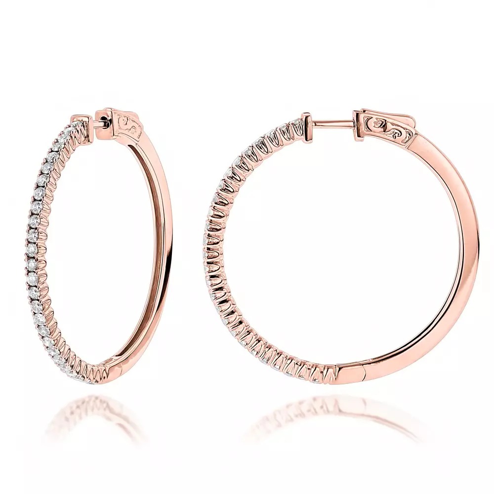 【送料無料】14K 14金 ローズゴールド ダイヤモンド フープ ピアス 1.2カラット シングル JOERODEO 【JACOB＆CO ジェイコブ アンド コー/Aqua Master アクアマスター/Joe Rodeo ジョーロデオ 正規品販売店】｜チェルシー 店