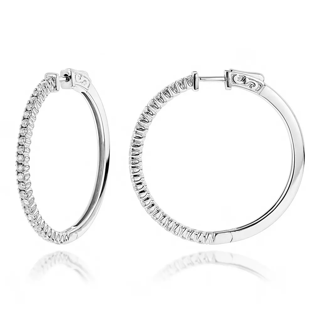 【送料無料】14K 14金 ホワイトゴールド ダイヤモンド フープ ピアス 1.2カラット シングル JOERODEO 【JACOB&CO ジェイコブ アンド コー/Aqua Master アクアマスター/Joe Rodeo ジョーロデオ 正規品販売店】