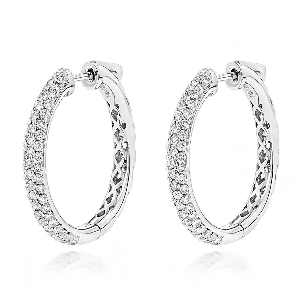 【送料無料】14K 14金 ホワイトゴールド ダイヤモンド フープ ピアス? 1.75カラット シングル JOERODEO 【JACOB＆CO ジェイコブ アンド コー/Aqua Master アクアマスター/Joe Rodeo ジョーロデオ 正規品販売店】｜チェルシー 店