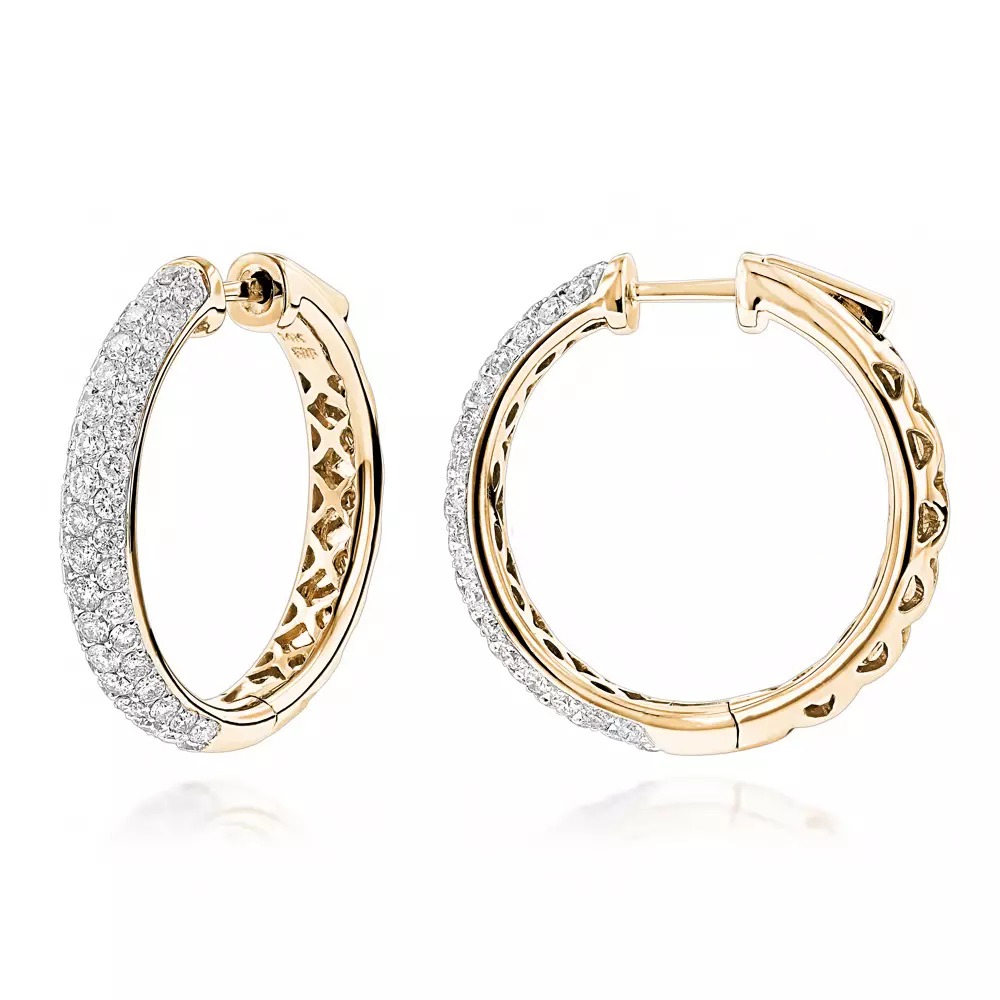 【送料無料】14K 14金 イエローゴールド パヴェ ダイヤモンド フープ ピアス 2.45カラット シングル JOERODEO 【JACOB＆CO ジェイコブ アンド コー/Aqua Master アクアマスター/Joe Rodeo ジョーロデオ 正規品販売店】｜チェルシー 店