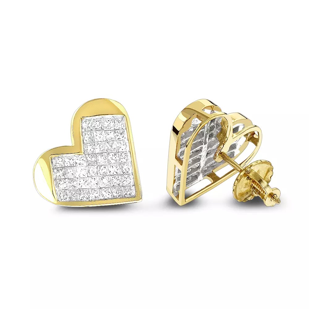 【送料無料】14K 14金 イエローゴールド プリンセス ダイヤモンド ハート ピアス 0.88 シングル JOERODEO 【JACOB＆CO ジェイコブ アンド コー/Aqua Master アクアマスター/Joe Rodeo ジョーロデオ 正規品販売店】