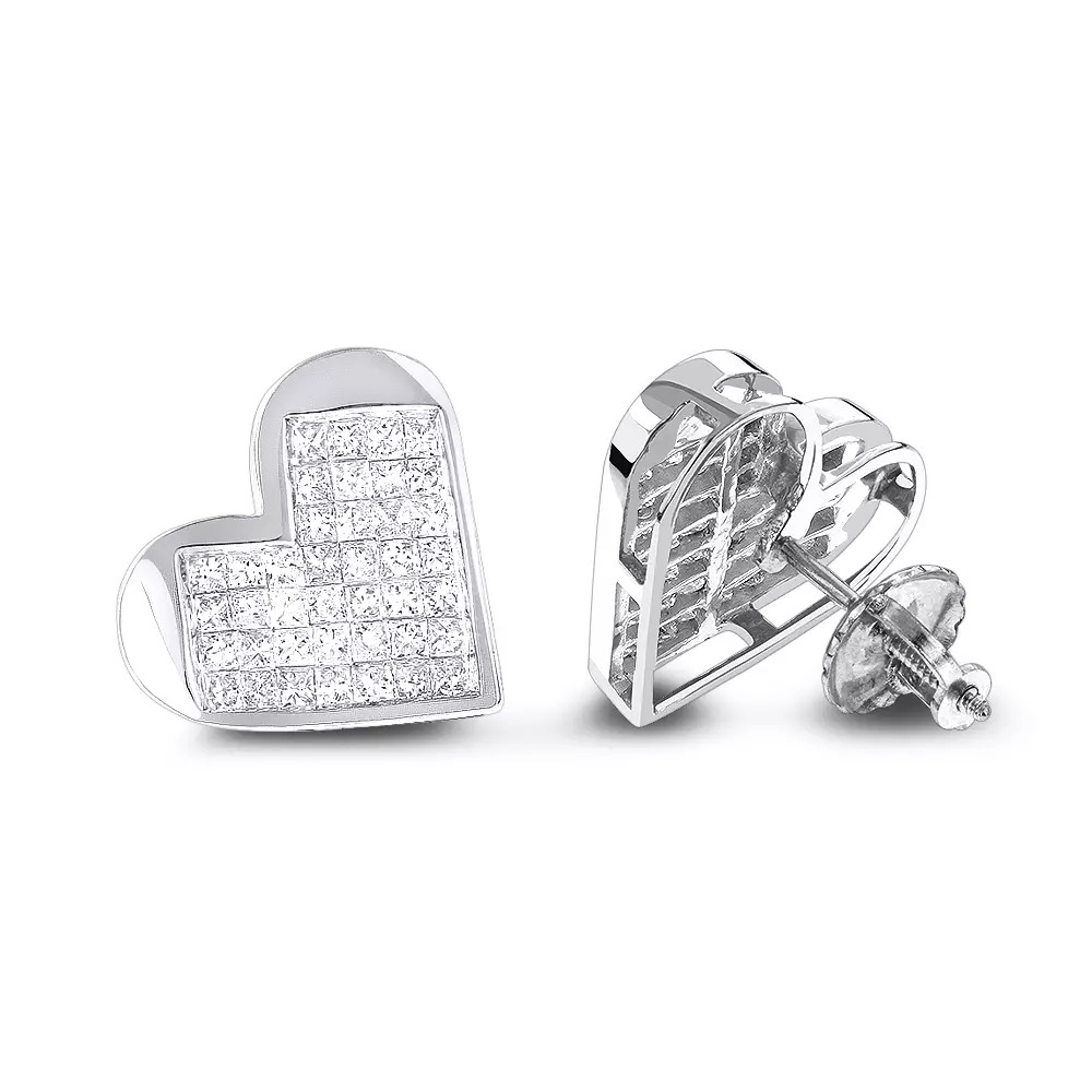 【送料無料】14K 14金 ホワイトゴールド プリンセス ダイヤモンド ハート ピアス 0.88 シングル JOERODEO 【JACOB＆CO ジェイコブ アンド コー/Aqua Master アクアマスター/Joe Rodeo ジョーロデオ 正規品販売店】