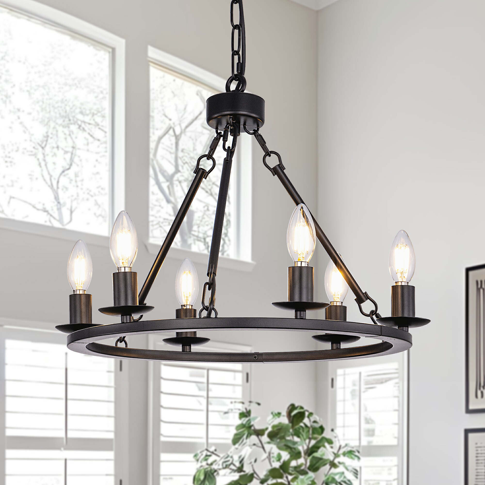 楽天市場】シャンデリア おしゃれ ブラック 6灯 LED対応 E12