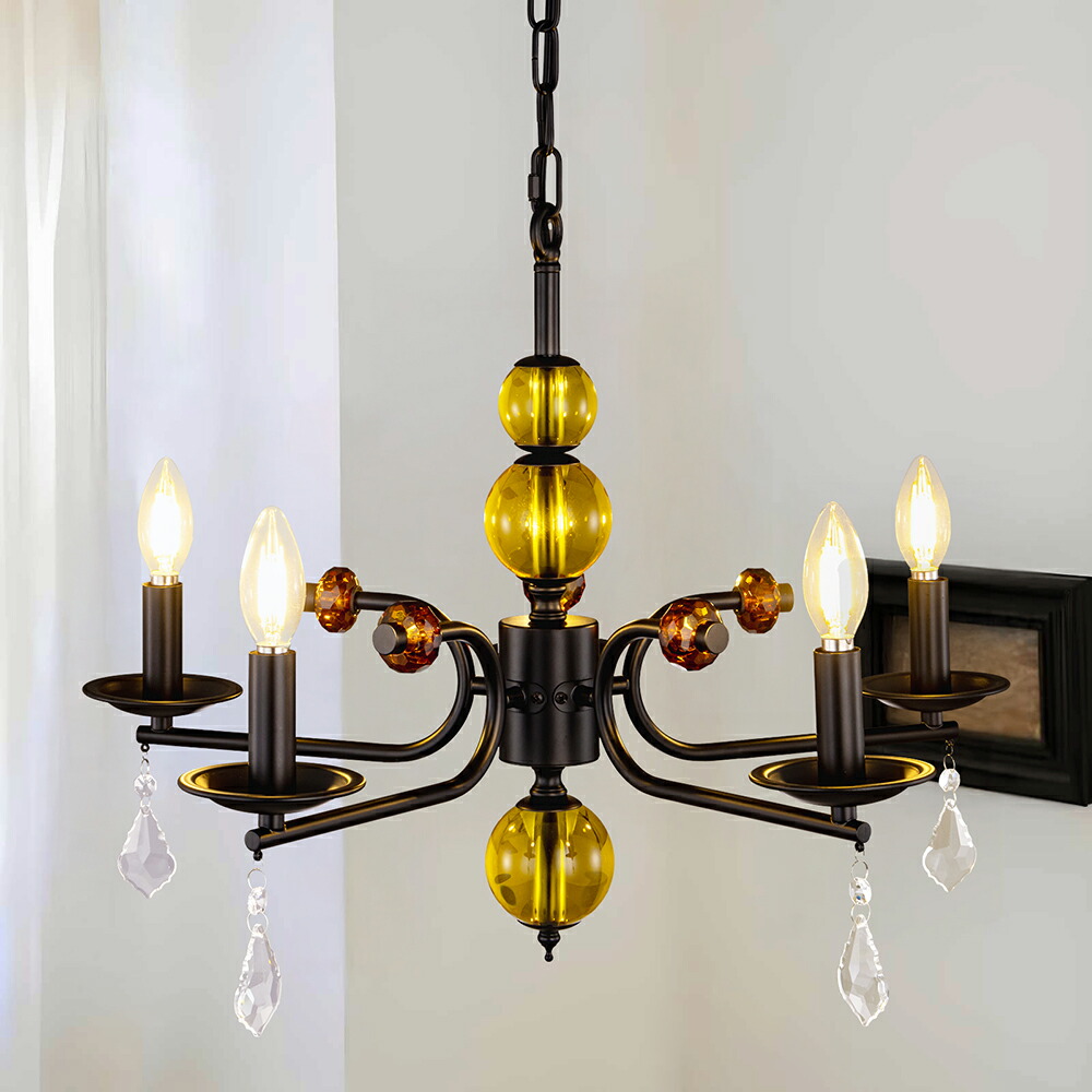 楽天市場】シャンデリア おしゃれ ブラック 6灯 LED対応 E12