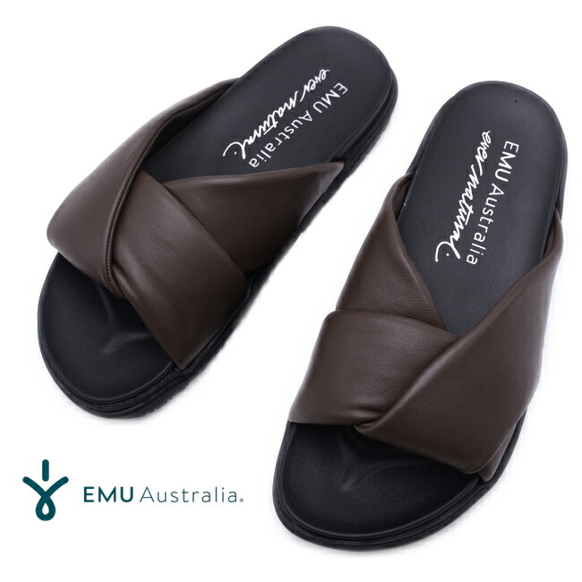 EMU Australia エミュ サンダル W13309 Selene スライドサンダル レザー サンダル フラット レディース 靴