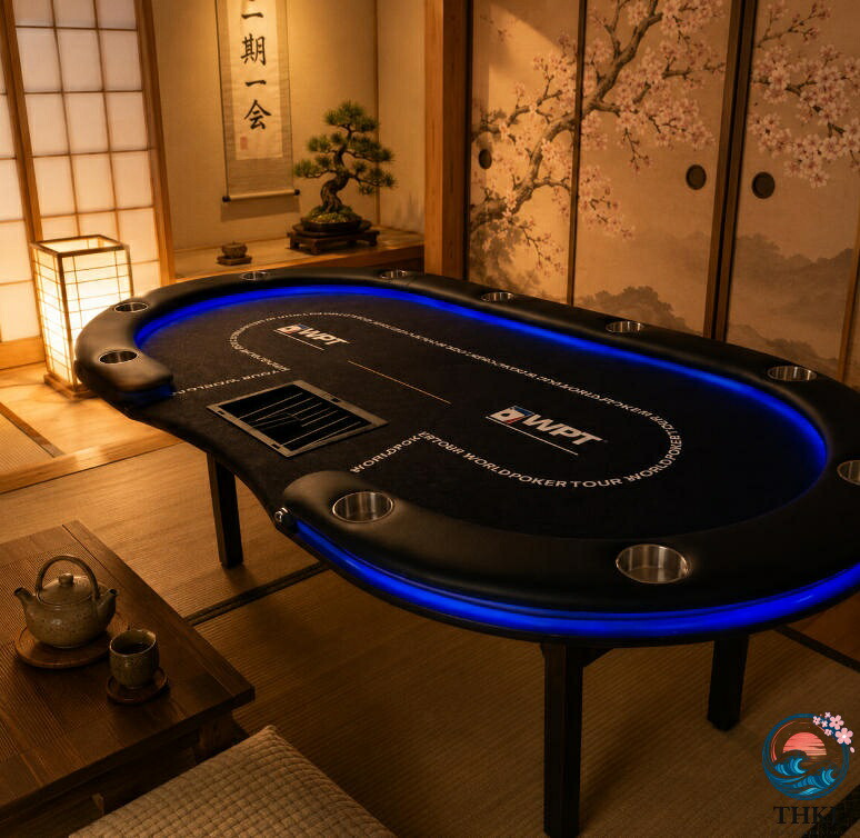 高級 ポーカー テーブル 競技用テーブル LED ライトポーカーテーブル 折りたたみテーブル 折りたたみ脚 チップ 213*106*80cm|cheriebijou