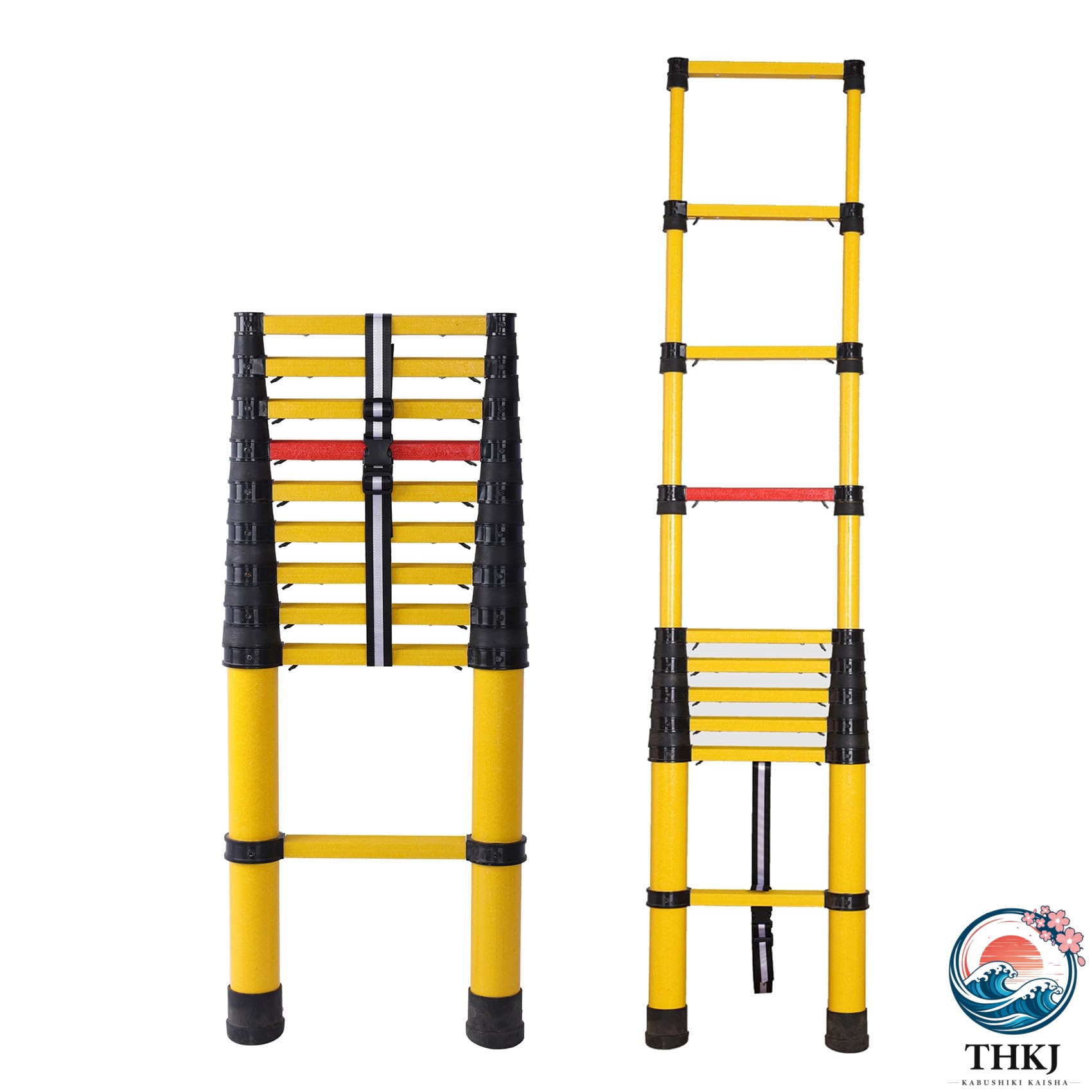 絶縁伸縮はしご FRP 製 電気技師専用 Insulation ladder ガラス鋼はしご 絶縁釣り竿はしご 絶縁安全 挟み込み防止 滑り止め 軽量 多機能 室内 室外 屋根 電気工事用 電力維持 高所作業はしご 4M｜cheriebijou