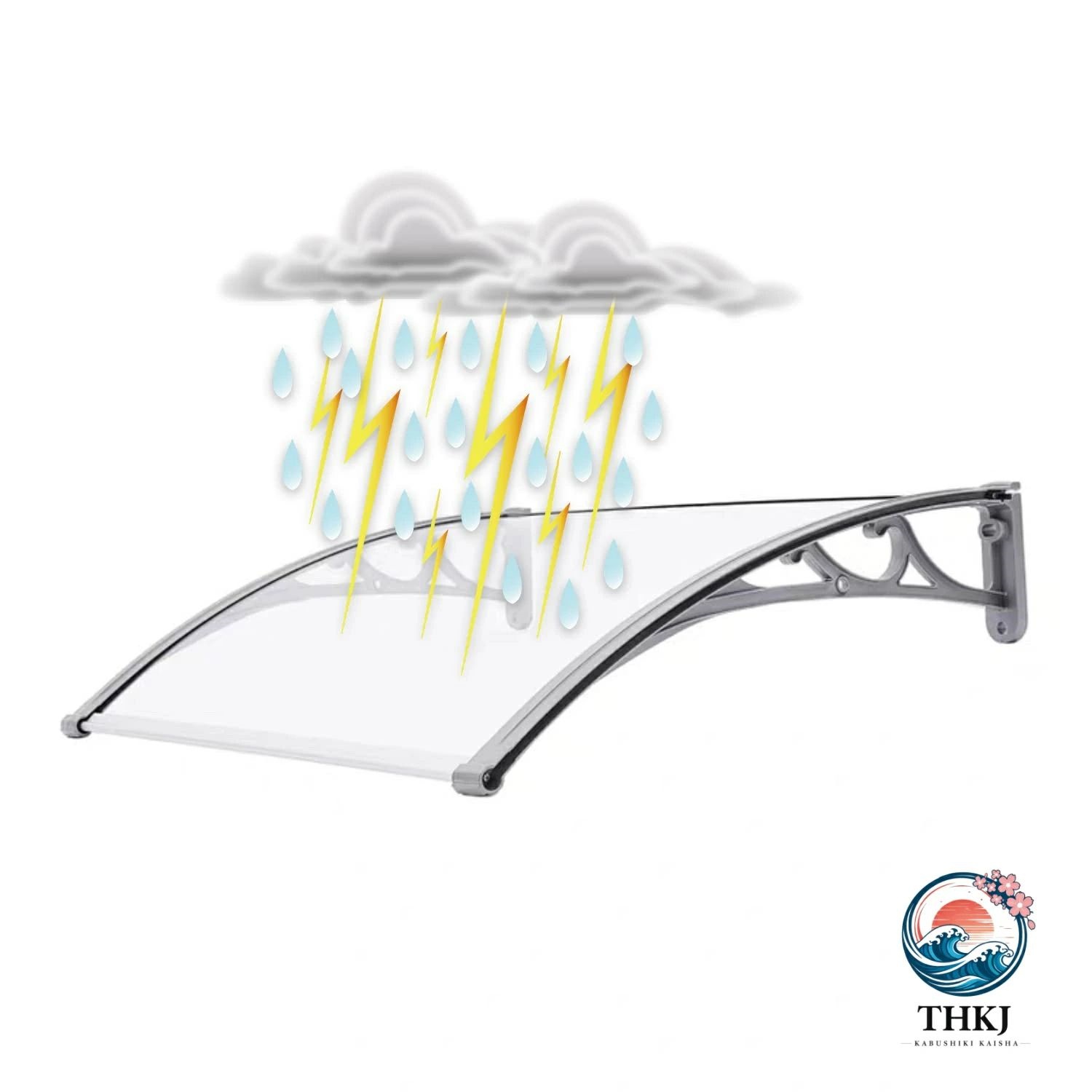 屋根 ひさし 庇 後付け 雨よけ 玄関ひさし 窓オーニング テラス屋根雨雪保護 梅雨対策 日除け 日焼け対策 窓の屋根 耐久ボード アルミ合金ブラケット 頑丈で耐久性 組み立てが簡単|cheriebijou