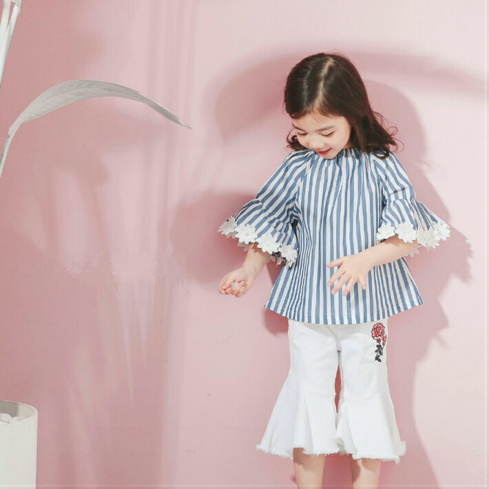 子供服 セットアップ 女の子 長袖 春秋 秋着 上下セット 韓国子供服 キッズ ジュニア Tシャツ デニムパンツ 長ズボン 可愛い おしゃれ 小学生 通学着 新品 Y450611 アユストア 通販 Yahoo ショッピング