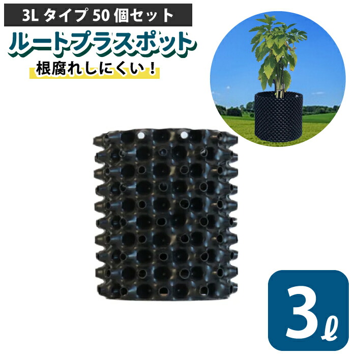 ルートプラスポット 3L 【50個セット】3リットル 鉢 高機能植木鉢 果樹向けポット エアープルーニングコンテナ 栄工業 根巻き防止 空気剪定 高耐久 果樹苗木 ポット 【品番：GS-AP150M】 31,067円