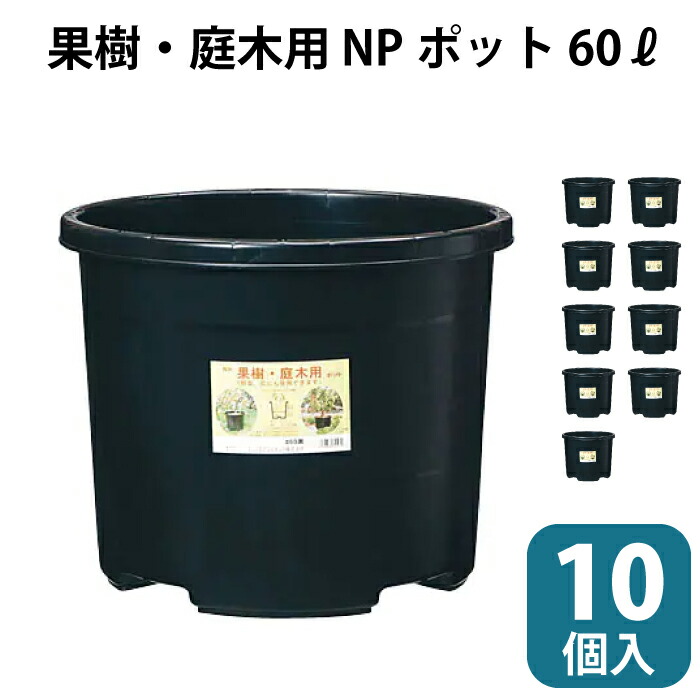 苗木 果樹 植木ポット #60 10個セット 10pc 大容量 60リットル 60L 60ℓ NPポット ブルーベリー 農業 ブラック 直径515mm 515×420mm