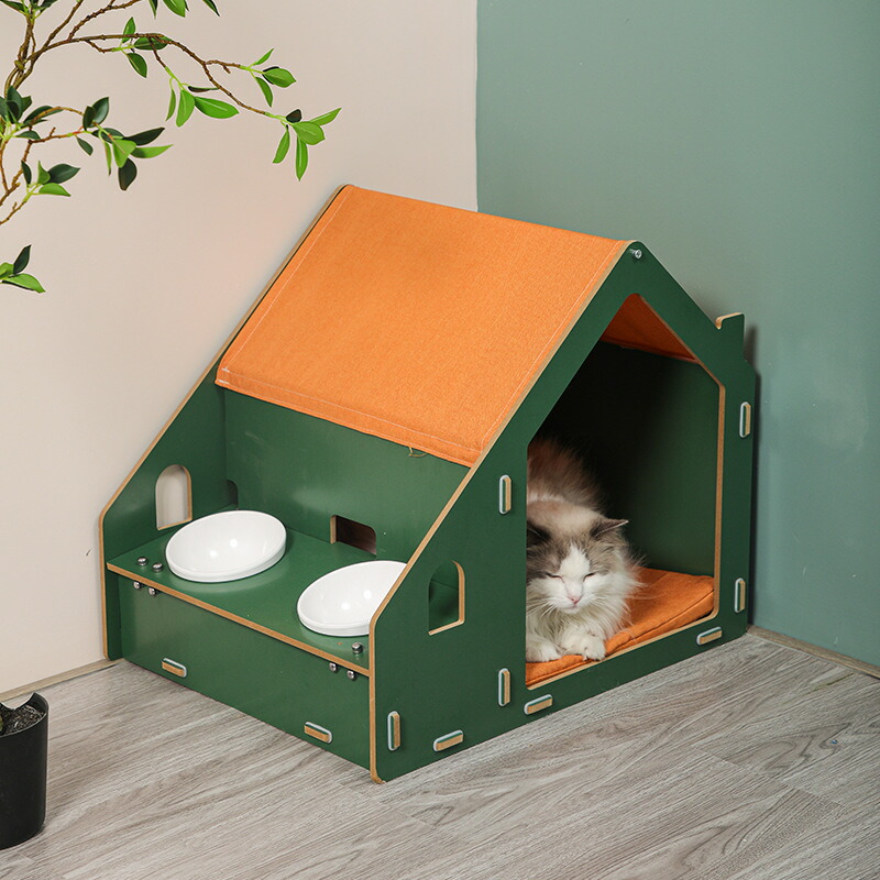キャットハウス ペット用 キャットベッド 部屋 ハンモック 犬猫兼用 ペットソファ ペットクッション おしゃれ 可愛い ペット 別荘 小屋 木質 子犬 猫 いぬ ねこ 犬小屋 ペットハウス 室内用 通気性 プレゼント 41.5*42*31.5cm