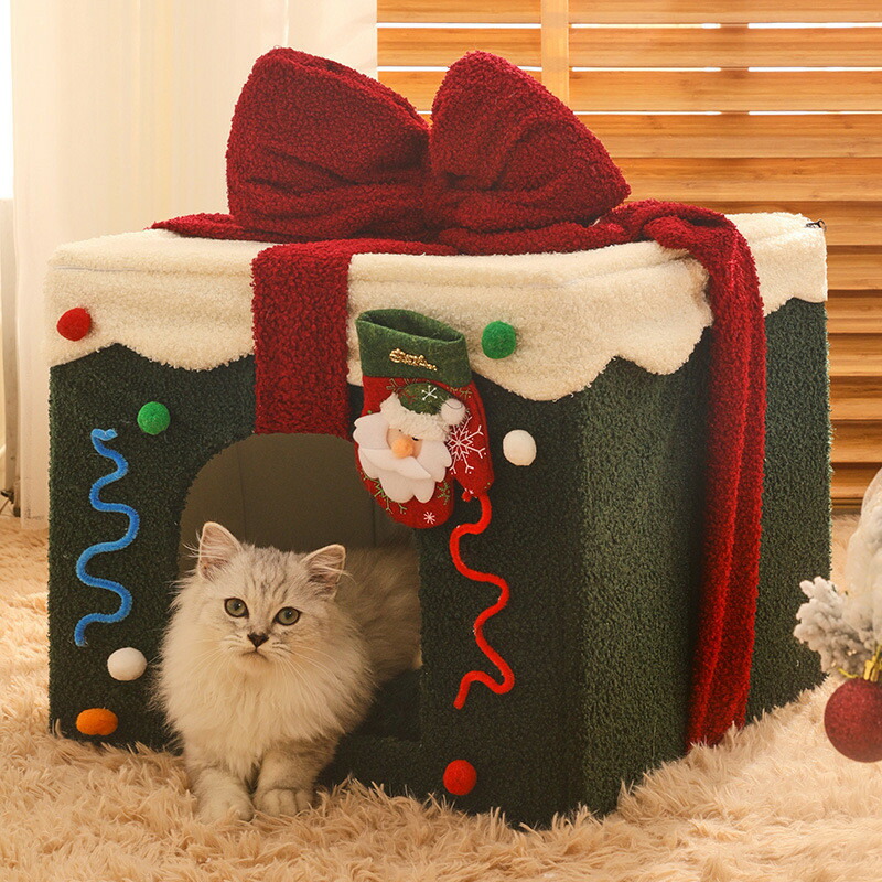 ペットベッド ペットハウス 犬猫ベッド 猫 小型犬用 猫ハウス 秋 冬 洞窟 犬猫兼用 ペット小屋 室内用 ペットソファ クリスマスボックス あたたかい 寒さ対策 可愛い 保温防寒 ドーム型 半密閉式 秋冬用 四季適用 寝具 プレゼント