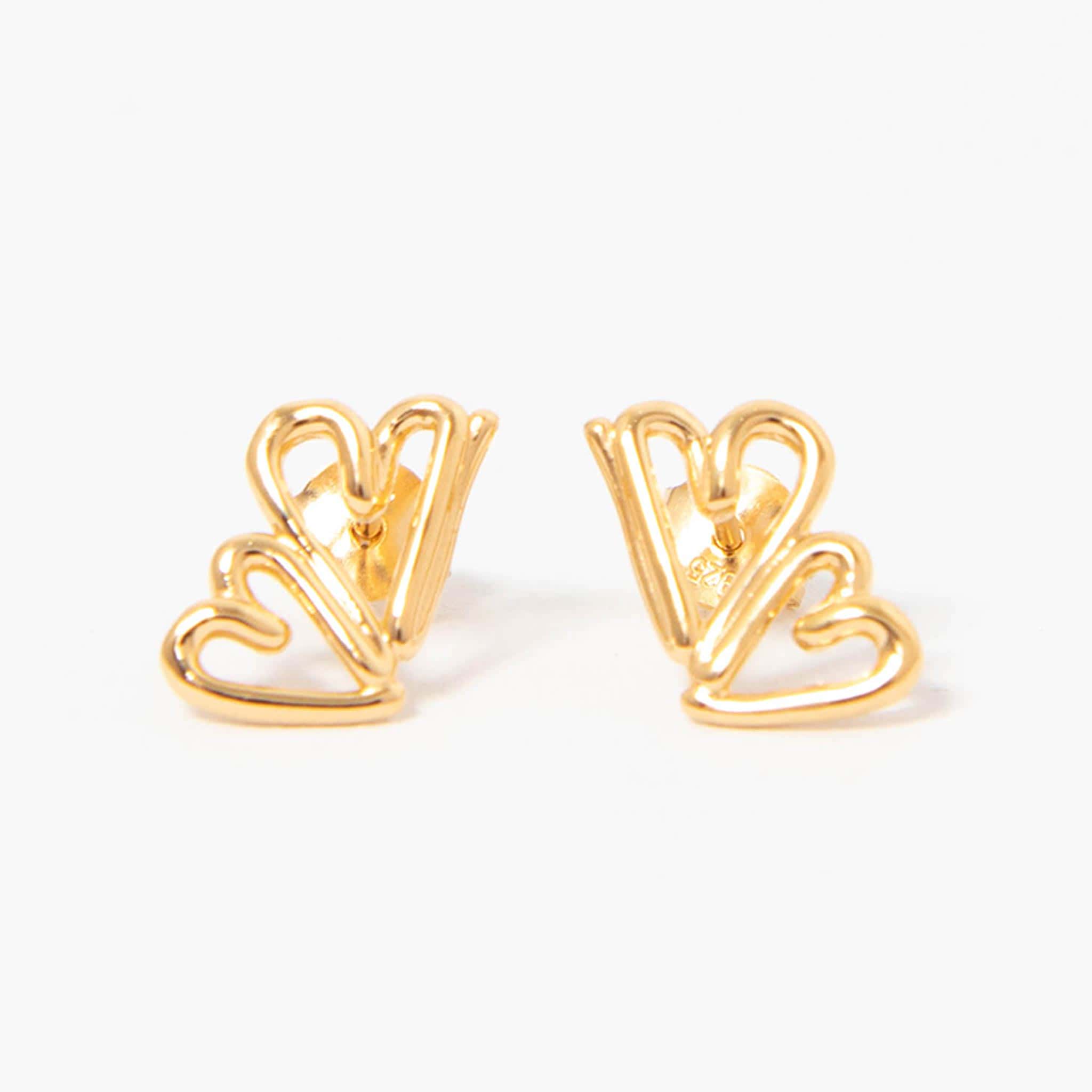 バージュエリー BAR JEWELLERY ピアス TWO HEARTS EARRINGS レディース TWOH-EA-155-G【英国ブランド】｜ChelseaGardensUK