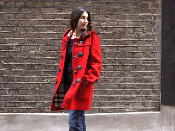 burberry red duffle coat